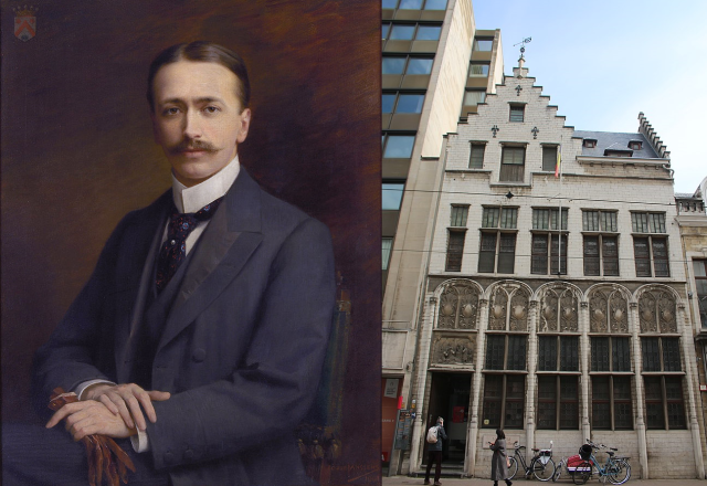 Links: Portret van Mayer van den Bergh. Rechts: Het gebouw van het Museum Mayer van den Bergh dat specifiek voor deze collectie gebouwd werd