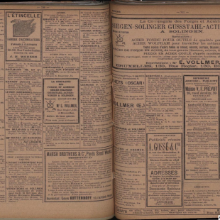 Bladzijde uit de index op de beroepen (Accises - Affréteurs) van de ‘Almanach du commerce et de l’Industrie’ van 1899.