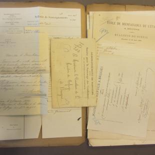 Voorbeeld van een opsluitingsdossier in het Centraal Waarnemingsgesticht Mol. Rijksarchief Beveren, M65, 600, Dossier 3150.